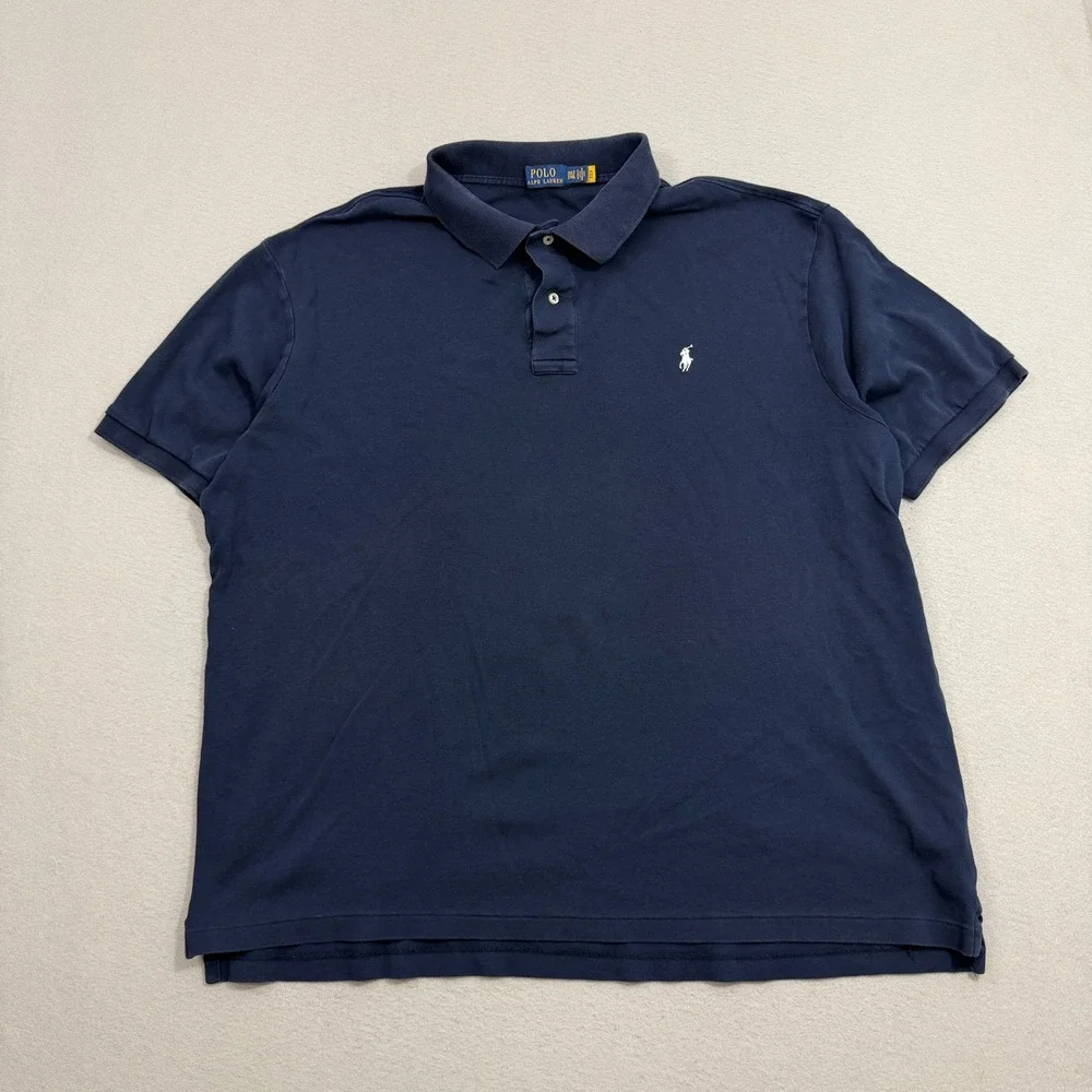Polo Ralph Lauren Shirt Men's 2XLT Navy Blue Short Sleeve Classic Fit Pony Logo